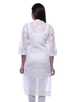 Load image into Gallery viewer, Seva Chikan Hand Embroidered White Cotton Lucknowi Chikan Kurti-SCL0293
