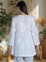 Load image into Gallery viewer, Seva Chikan Hand Embroidered Cotton Lucknowi Chikan Short Top