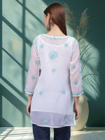 Load image into Gallery viewer, Seva Chikan Hand Embroidered Georgette Lucknowi Chikan Top With Slip
