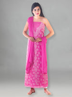 Load image into Gallery viewer, Seva Chikan Hand Embroidered Dark Pink Cotton Lucknowi Chikan Unstitched Suit Piece-SCL1496