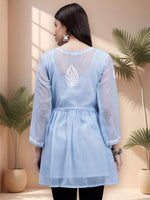 Load image into Gallery viewer, Seva Chikan Hand Embroidered Georgette Lucknowi Chikankari Top With Slip