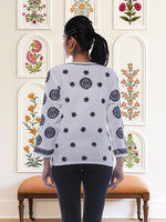Load image into Gallery viewer, Seva Chikan Hand Embroidered White Cotton Lucknowi Chikankari Short Top SCL0139
