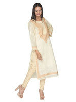 Load image into Gallery viewer, Seva Chikan Hand Embroidered Beige Cotton Lucknowi Chikan Kurta-SCL0907