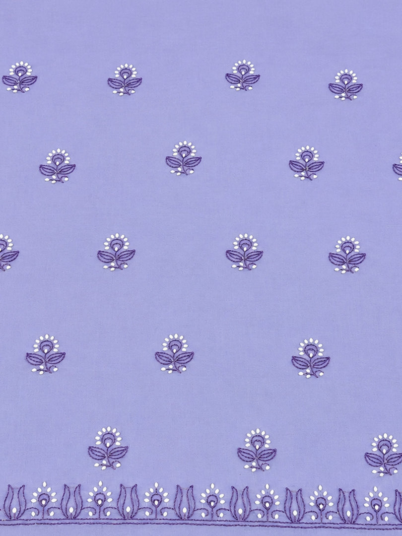 Seva Chikan Hand Embroidere Mauve Terivoil Cotton Lucknowi Chikankari Unstitched Suit Piece-SEV15019