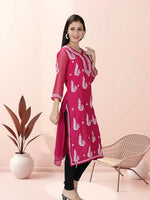 Load image into Gallery viewer, Seva Chikan Hand Embroidered Georgette Lucknowi Chikankari Kurta With Slip