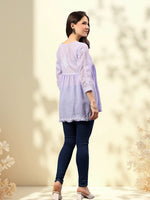 Load image into Gallery viewer, Seva Chikan Hand Embroidered Terivoil Cotton Lucknowi Chikan Top