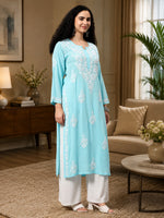 Load image into Gallery viewer, Seva Chikan Hand Embroidered Modal Cotton Lucknowi Chikankari Kurta