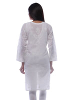 Load image into Gallery viewer, Seva Chikan Hand Embroidered White Cotton Lucknowi Chikan Kurti-SCL0224