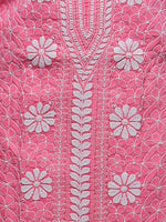 Load image into Gallery viewer, Seva Chikan Hand Embroidered Pink Cotton Lucknowi Chikankari Unstitched Suit Piece-SCL0056