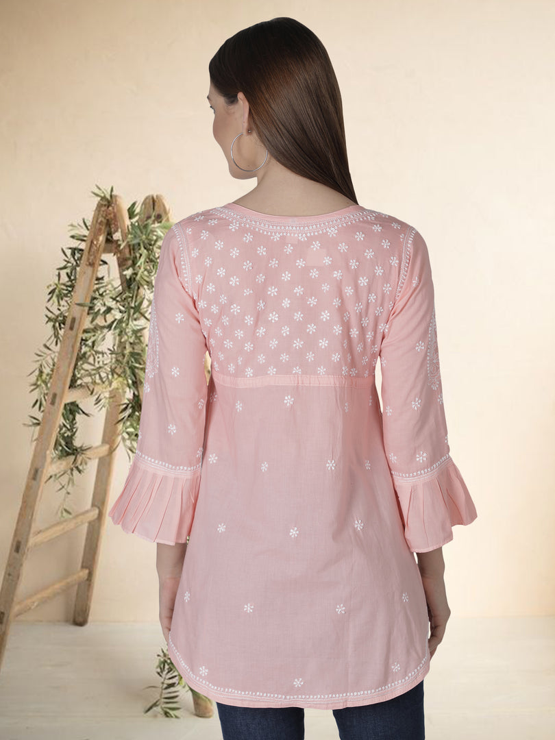 Seva Chikan Hand Embroidered Cotton Lucknowi Chikan Short Top