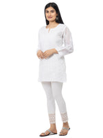 Load image into Gallery viewer, Seva Chikan Hand Embroidered White Cotton Lucknowi Chikan Top-SCL2193