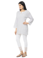Load image into Gallery viewer, Seva Chikan Hand Embroidered White Cotton Lucknowi Chikan Top-SCL2196