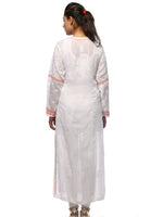 Load image into Gallery viewer, Seva Chikan Hand Embroidered White Cotton Lucknowi Chikan Kurta -SCL0628