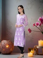 Load image into Gallery viewer, Seva Chikan Hand Embroidered Georgette Lucknowi Chikankari Kurta With Slip