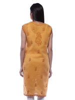 Load image into Gallery viewer, Seva Chikan Hand Embroidered Mustard Cotton Lucknowi Chikan Top-SCL0360