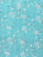Load image into Gallery viewer, Seva Chikan Hand Embroidered Turquoise Georgette Lucknowi Chikankari Unstitched Suit Piece-SCL0071