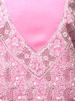 Load image into Gallery viewer, Seva Chikan Hand Embroidered Pink Cotton Lucknowi Chikankari Unstitched Suit Piece With Mukaish/Muqaish Work--SCL0553