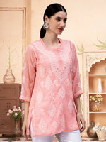 Load image into Gallery viewer, Seva Chikan Hand Embroidered Georgette Lucknowi Chikankari Top With Slip
