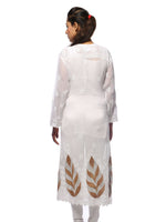 Load image into Gallery viewer, Seva Chikan Hand Embroidered White Pure Georgette Lucknowi Chikan Kurti With Muqaish Work-SCL0626
