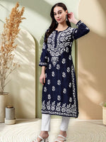 Load image into Gallery viewer, Seva Chikan Hand Embroidered Muslin Lucknowi Chikankari Kurta