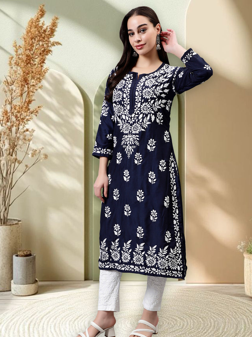 Seva Chikan Hand Embroidered Muslin Lucknowi Chikankari Kurta