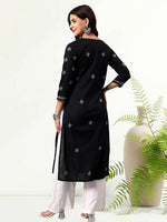 Load image into Gallery viewer, Seva Chikan Hand Embroidered Lucknowi Chikankari Black &amp; Grey Cotton Kurta SCL4769