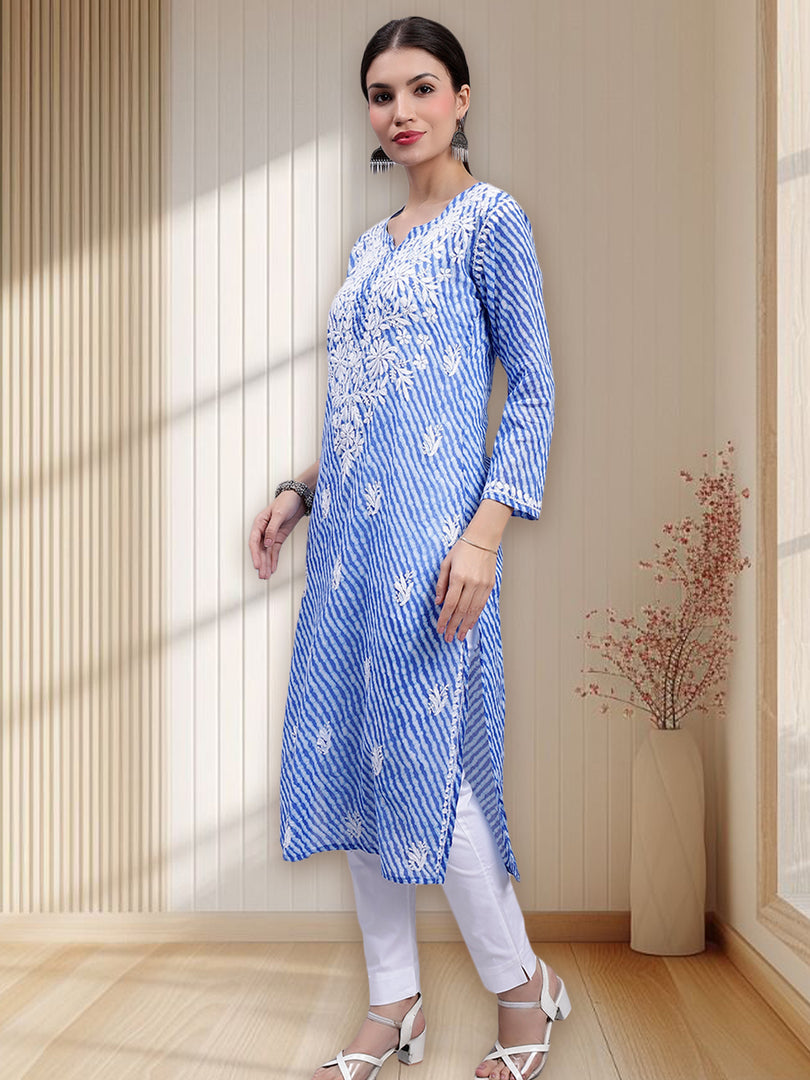 Seva Chikan Hand Embroidered Mal-Mal Lucknowi Chikankari Kurta