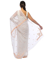 Load image into Gallery viewer, Seva Chikan Hand Embroidered White Georgette Lucknowi Saree-SCL0586