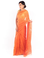 Load image into Gallery viewer, Seva Chikan Hand Embroidered Orange Georgette Lucknowi Saree-SCL1186