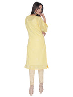 Load image into Gallery viewer, Seva Chikan Hand Embroidered Yellow Cotton Lucknowi Chikan Kurta-SCL0931