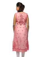 Load image into Gallery viewer, Seva Chikan Hand Embroidered Pink Cotton Lucknowi Chikan Kurti-SCL0608