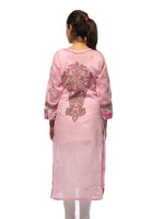 Load image into Gallery viewer, Seva Chikan Hand Embroidered Pink Cotton Lucknowi Chikan Kurta-SCL0647
