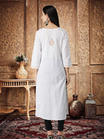 Load image into Gallery viewer, Seva Chikan Hand Embroidered White Cotton Lucknowi Chikankari Kurta
