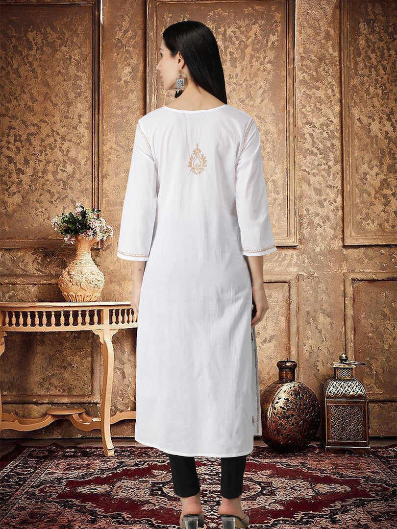 Seva Chikan Hand Embroidered White Cotton Lucknowi Chikankari Kurta