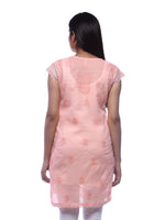 Load image into Gallery viewer, Seva Chikan Hand Embroidered Peach Cotton Lucknowi Chikan Kurti-SCL0332