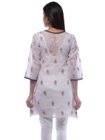 Load image into Gallery viewer, Seva Chikan Hand Embroidered White Cotton Lucknowi Kurti-SCL0199