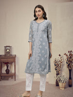 Load image into Gallery viewer, Seva Chikan Hand Embroidered Georgette Lucknowi Chikankari Kurta With Slip