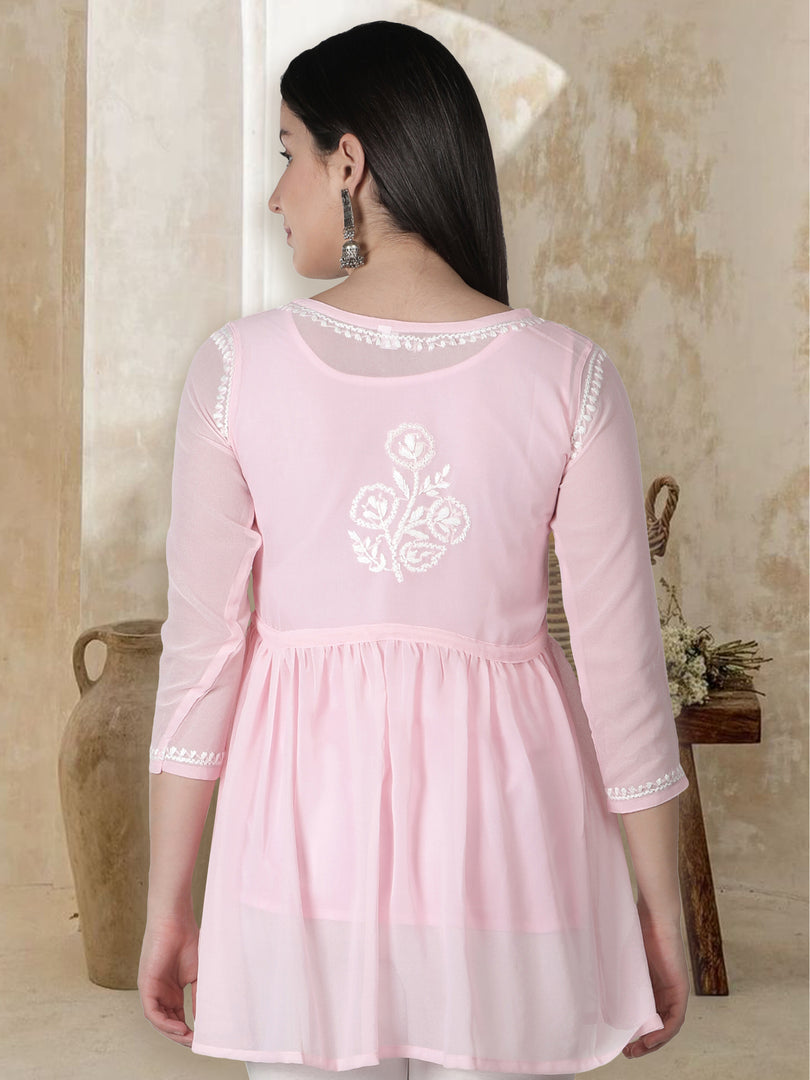 Seva Chikan Hand Embroidered Georgette Lucknowi Chikan Top