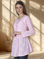 Load image into Gallery viewer, Seva Chikan Hand Embroidered Cotton Lucknowi Chikan Short Top