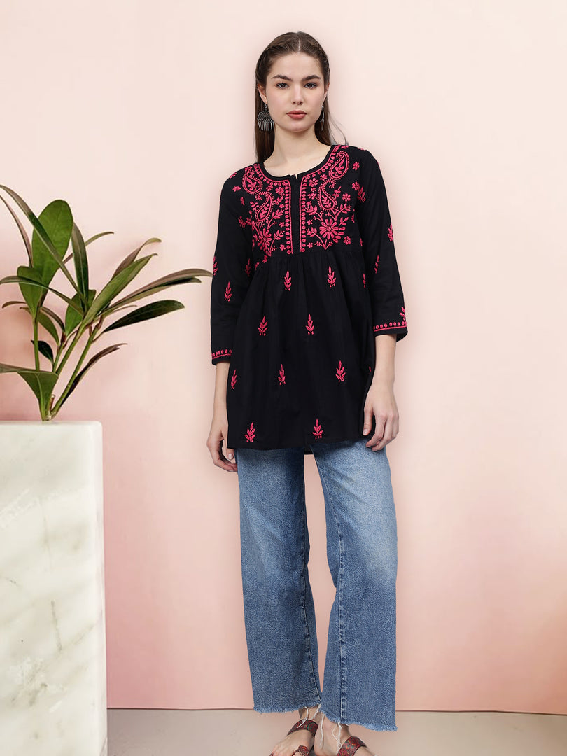 Seva Chikan Hand Embroidered Cotton Lucknowi Chikan Top