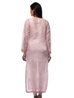 Load image into Gallery viewer, Seva Chikan Hand Embroidered Pink Cotton Lucknowi Chikan Kurti-SCL0237