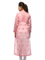 Load image into Gallery viewer, Seva Chikan Hand Embroidered Pink Cotton Lucknowi Chikan Kurti-SCL0613
