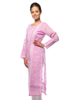 Load image into Gallery viewer, Seva Chikan Hand Embroidered Pink Cotton Lucknowi Chikan Kurta-SCL0651
