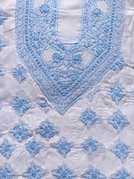 Load image into Gallery viewer, Seva Chikan Hand Embroidered White Cotton Lucknowi Chikan Unstitched Kurti Piece SCL0122
