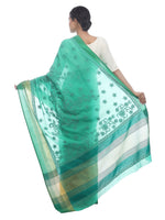 Load image into Gallery viewer, Seva Chikan Hand Embroidered Green Cotton Lucknowi Chikan Saree-SCL2484