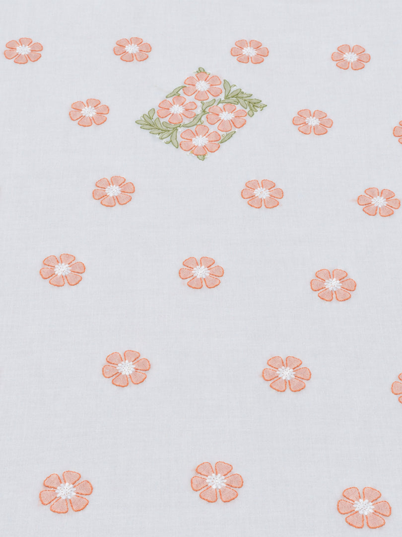 Seva Chikan Hand Embroidered White Terivoil Cotton Lucknowi Chikankari Unstitched Suit Piece-SEV15077