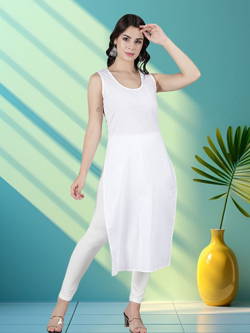 Seva Chikan Long Slips Combo of White (Pack of 2)