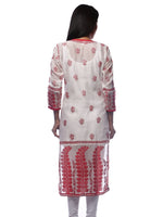 Load image into Gallery viewer, Seva Chikan Hand Embroidered White Chanderi Silk Lucknowi Chikan Kurti-SCL0249
