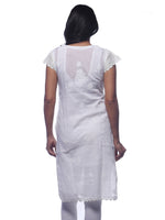 Load image into Gallery viewer, Seva Chikan Hand Embroidered White Cotton Lucknowi Chikan Kurti-SCL0221