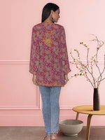 Load image into Gallery viewer, Seva Chikan Hand Embroidered Pink Rayon Lucknowi Chikan Short Kurti SCL1048
